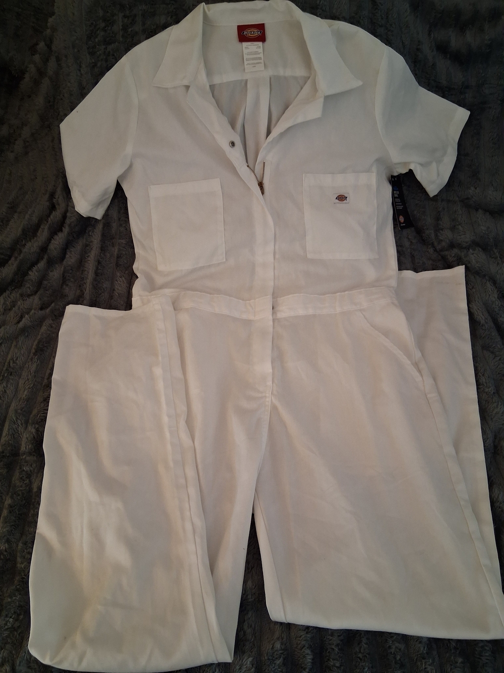 Dickies Women's White Short-Sleeve Jumpsuit